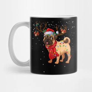 Santa Pitbull Christmas Tree Light Pajama Dog X-mas Matching Gift for Pitbull Dog Lover Mug